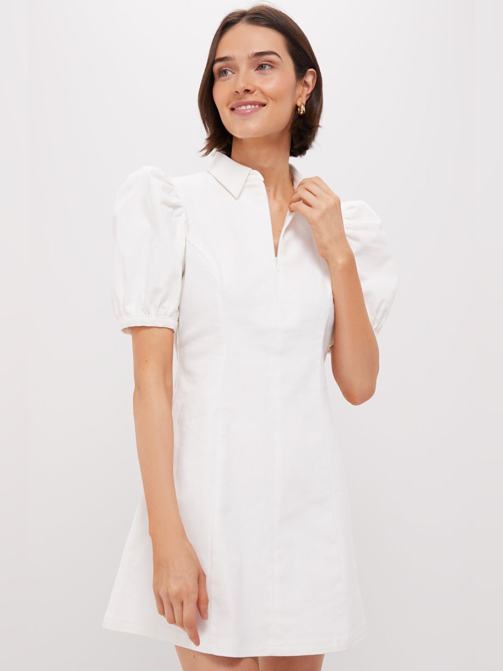 Hyacinth House White Front Zip Denim Mini Dress - Picture 2 of 11